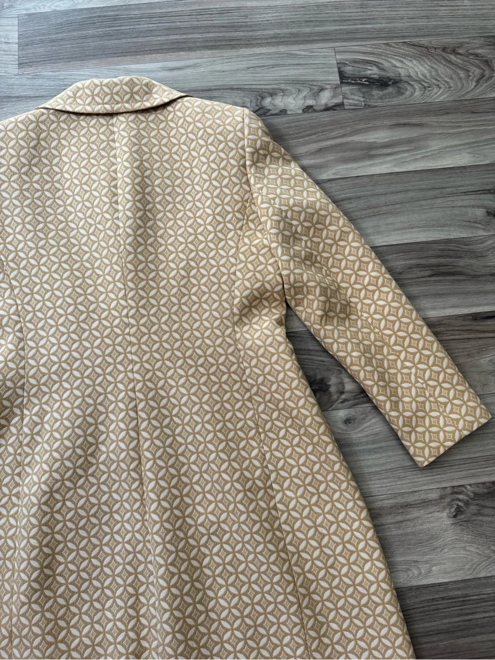 Vintage Suit Studio Geometric Print Notched Duster Blazer Size 12 Old Money Mod